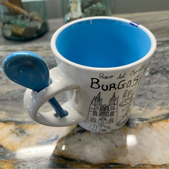 Burgos Spain Coffee Cup Mug with Spoon 12 oz. Like New Condition Displayed only - Picture 7 of 10